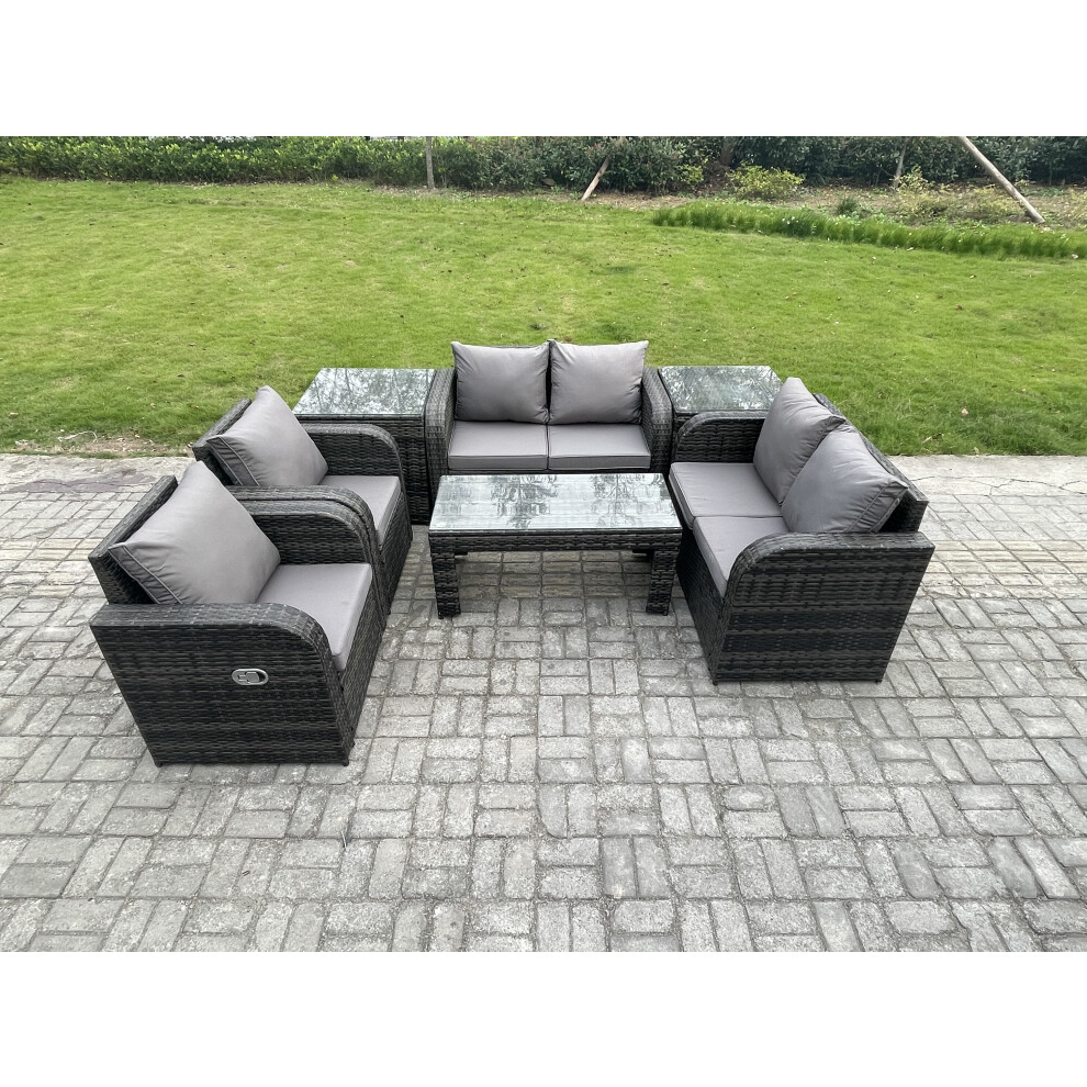 Fimous 7 Piece Rattan Garden Furniture Set Outdoor Patio Sofa, Table and Chairs Garden Table Ideal for Pool Side, Balcony, Outdoor