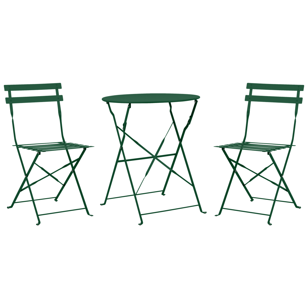 Bistro Set Folding FIORI Metal Dark Green Green