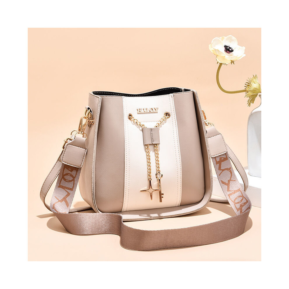 Veishet (Khaki) One Womens Shoulder Bucket Crossbody Bag Pu Large Capacity Portable Fashion
