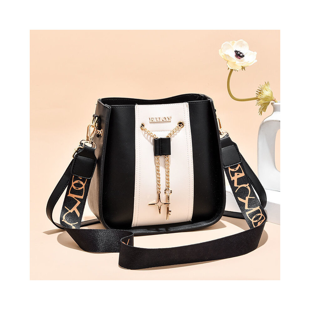 Veishet (Black) One Womens Shoulder Bucket Crossbody Bag Pu Large Capacity Portable Fashion Black