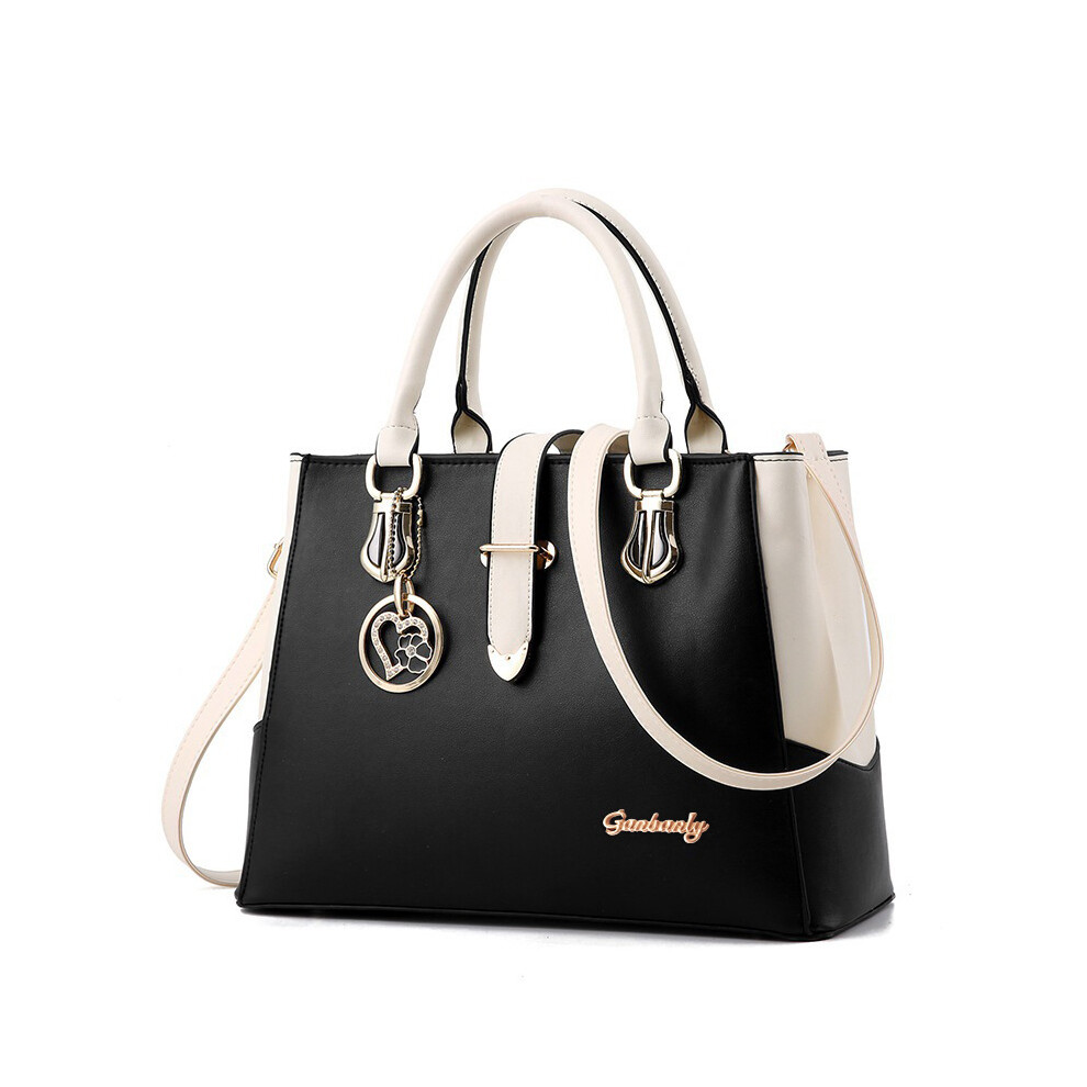 (Black) Womens Color Block Large Capacity Shoulder Bag Crossbody Bag Handbag Durable