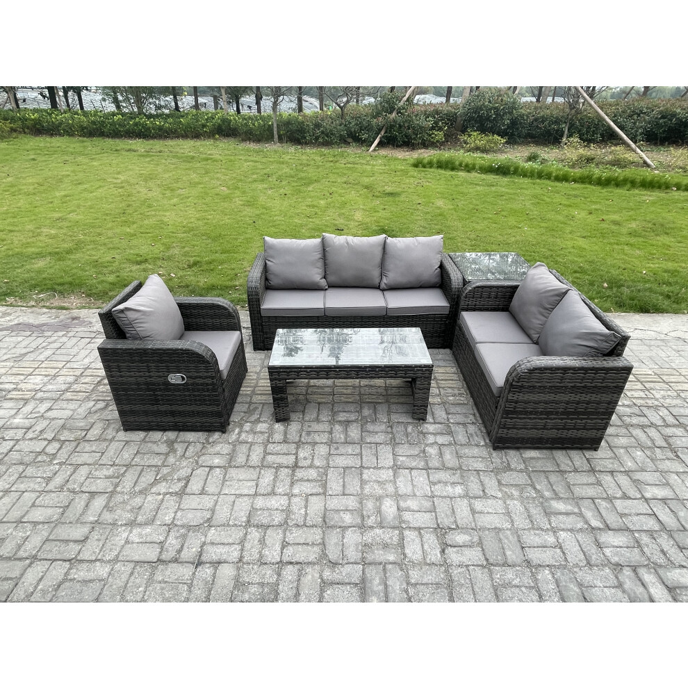 Fimous 6 Seater High Back Rattan Garden Furniture Set with Loveseat Sofa Rectangular Coffee Table Side Table Indoor Outdoor Patio-image-OPC-PDPDXDM-NEW