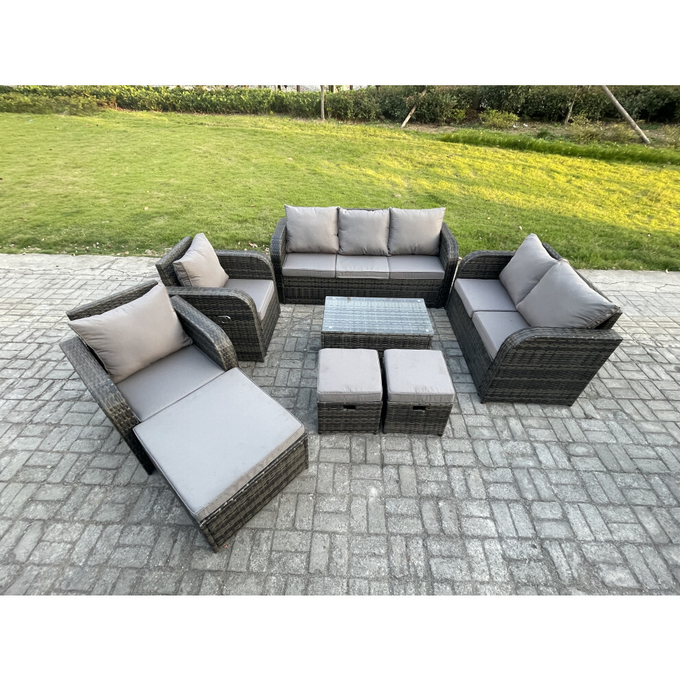 Fimous Patio Garden Furniture Sets Wicker 10 Seater Outdoor Rattan Furniture Sofa Sets With Loveseat Sofa 3 Footstools