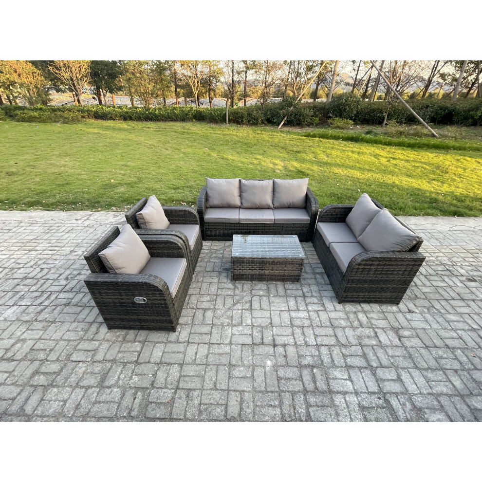 Fimous Rattan Garden Furniture Set Outdoor Patio Sofa, Table and Chairs Garden Table Ideal for Pool Side, Balcony, Outdoor