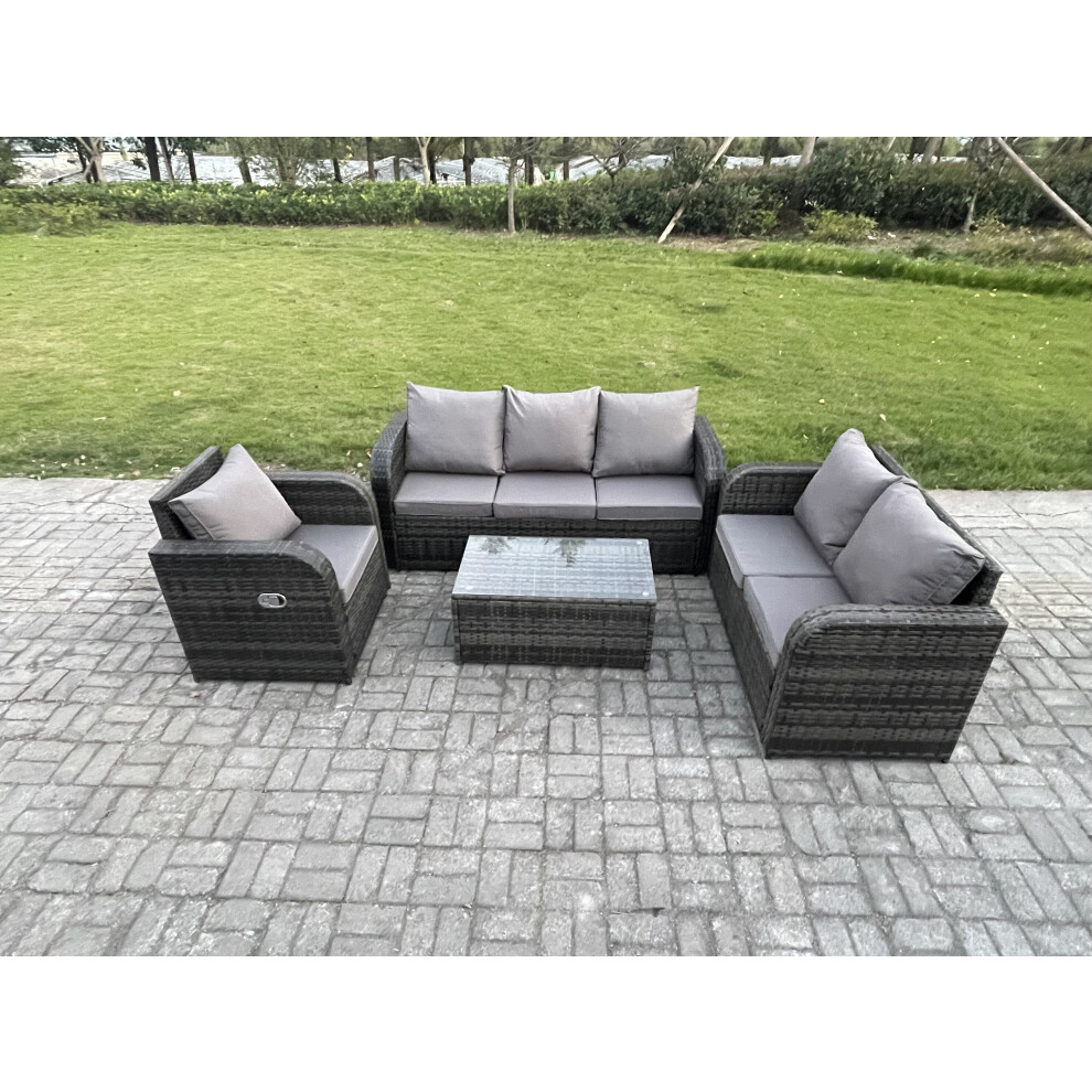 Fimous Patio Garden Furniture Sets Wicker 6 Seater Outdoor Rattan Furniture Sofa Sets With Loveseat Sofa 3 Seater Sofa