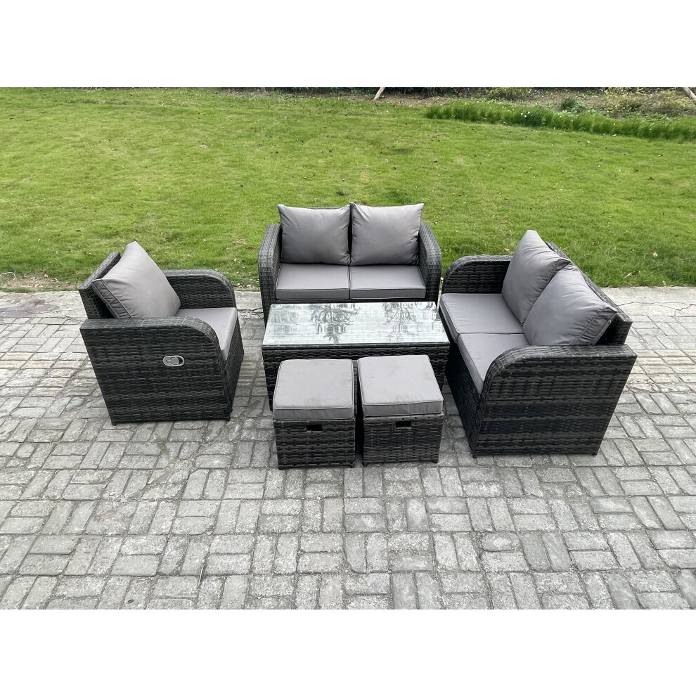 Fimous Patio Garden Furniture Sets Wicker Outdoor Rattan Furniture Sofa Sets With Rectangular Coffee Table Loveseat Sofa