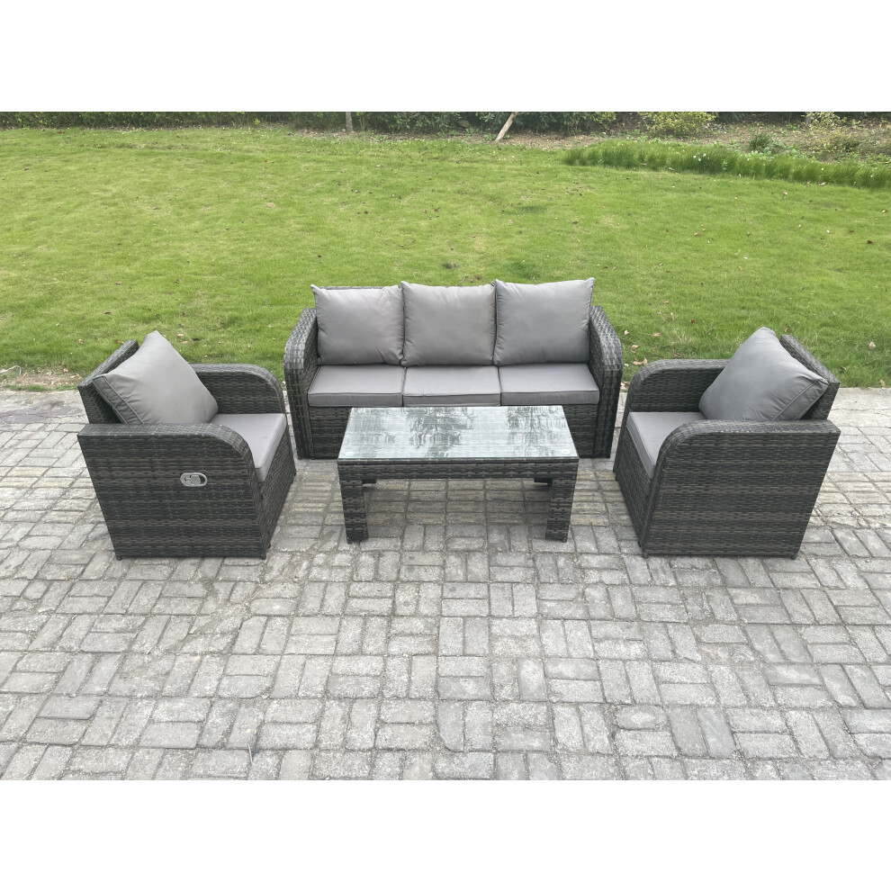 Fimous Outdoor Garden Furniture Sets 5 Seater Wicker Rattan Furniture Sofa Sets With Rectangular Coffee Table 3 Seater Sofa