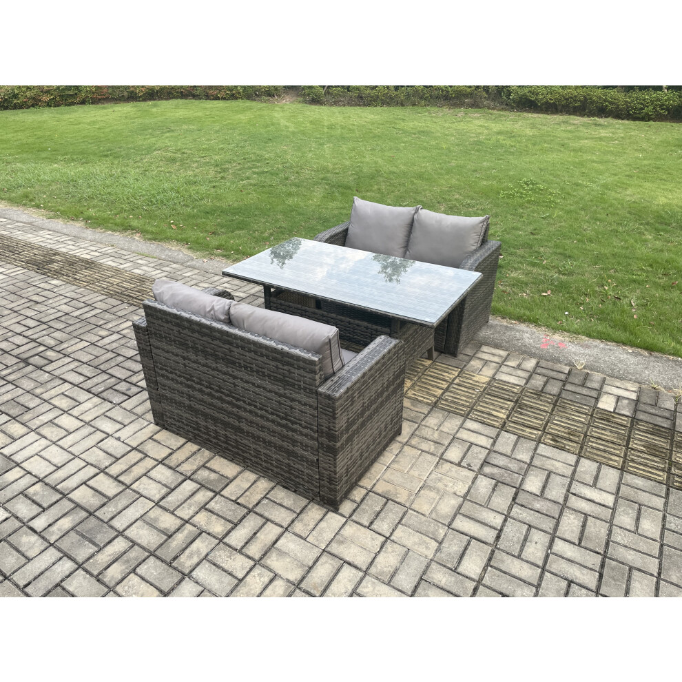 Fimous Rattan Garden Furniture Set Loveseat Sofa Table 4 Seat - Image 3