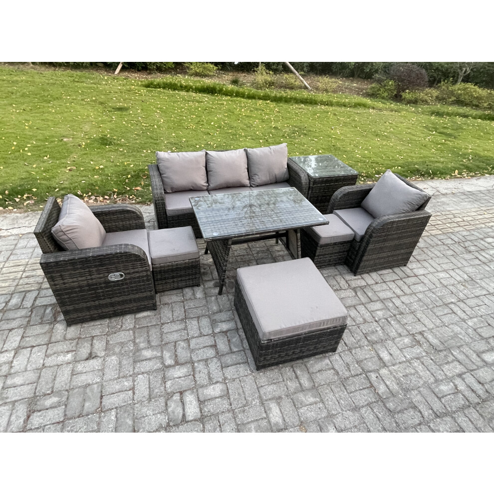 Fimous 8 Seater Rattan Wicker Garden Furniture Patio Conservatory Sofa Set With3 Seater Sofa 3 Footstools Side Table