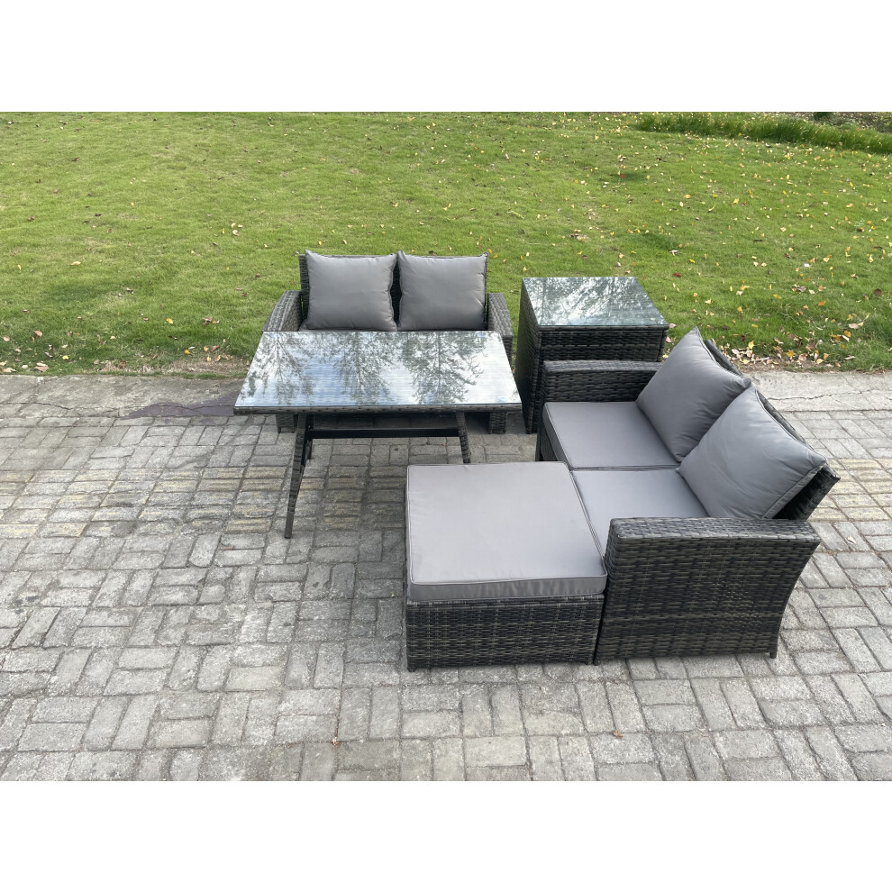 Garden Furniture Sets 5 Pieces Wicker Rattan Furniture Manual Wicker Patio Sofa Patio Conversation Set with Side Table Big Footstool