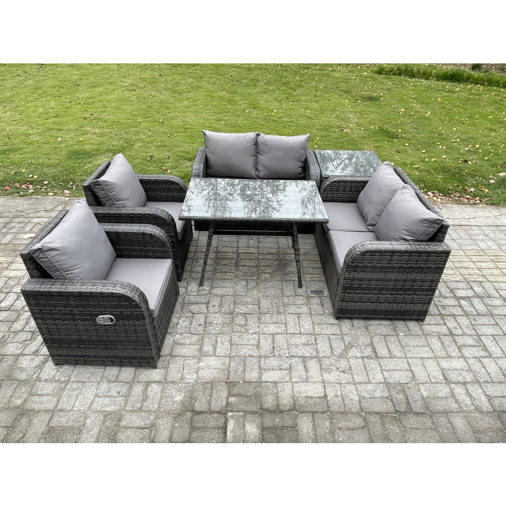 Fimous Wicker Pe Rattan Garden Dining Set Outdoor Furniture Sofa With Side Table Dark Grey Mixed