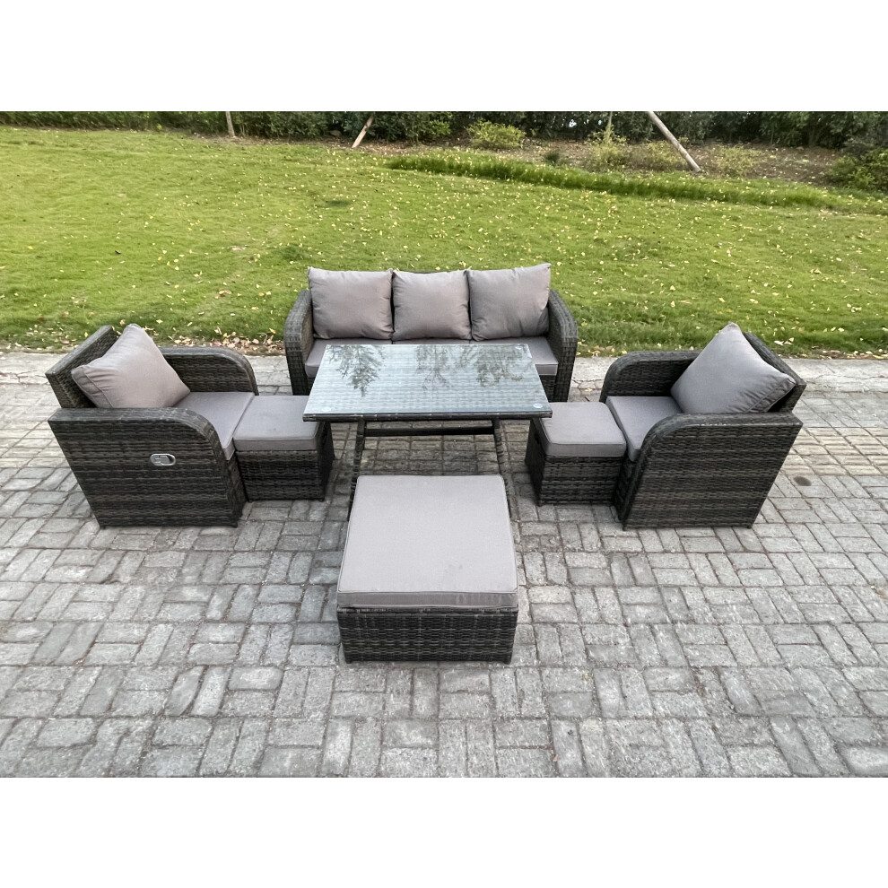 Fimous 8 Seater Rattan Wicker Garden Furniture Patio Conservatory Sofa Set With3 Seater Sofa 3 Footstools