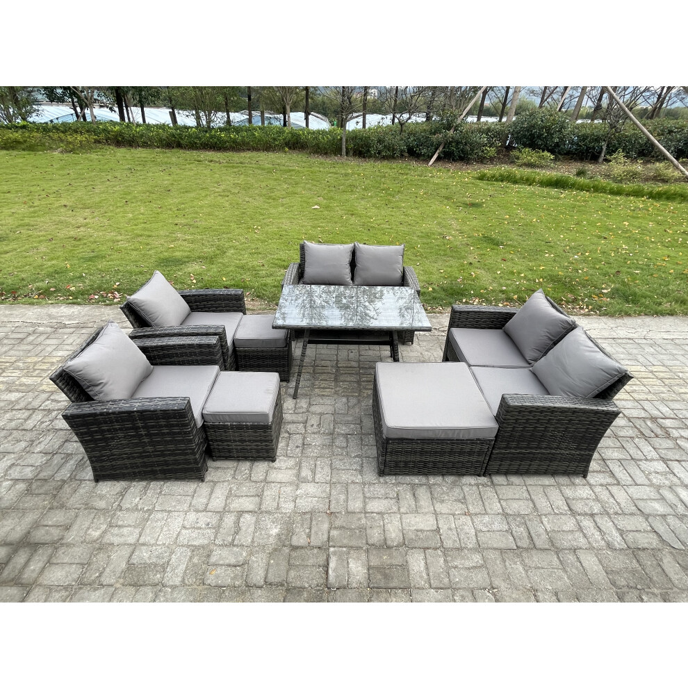 Garden Furniture Sets 8 Pieces Wicker Rattan Furniture Manual Wicker Patio Sofa Patio Conversation Set with 3 Footstools