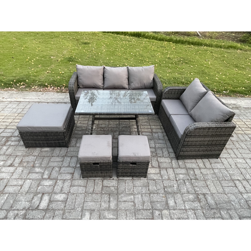 Fimous Garden Furniture Sets 6 Pieces Wicker Rattan Furniture Manual Wicker Patio Sofa Patio Conversation Set Dark Grey Mixed