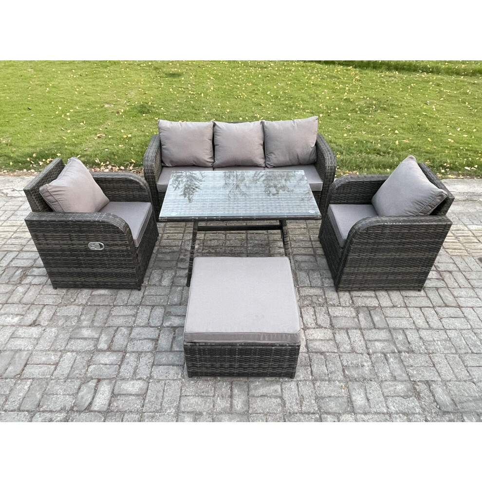Fimous Rattan Wicker Garden Furniture Patio Conservatory Sofa Set With3 Seater Sofa Big Footstool