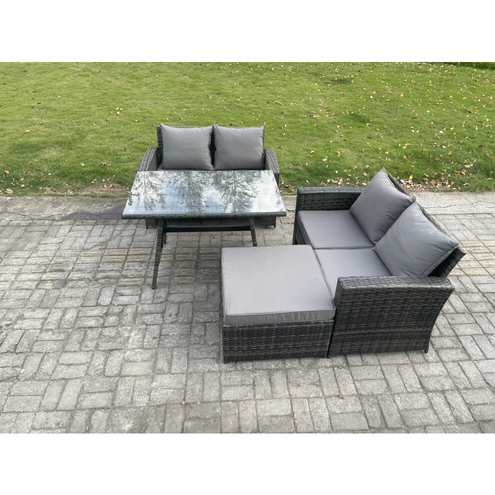 Garden Furniture Sets 4 Pieces Wicker Rattan Furniture Manual Wicker Patio Sofa Patio Conversation Set with Big Footstool