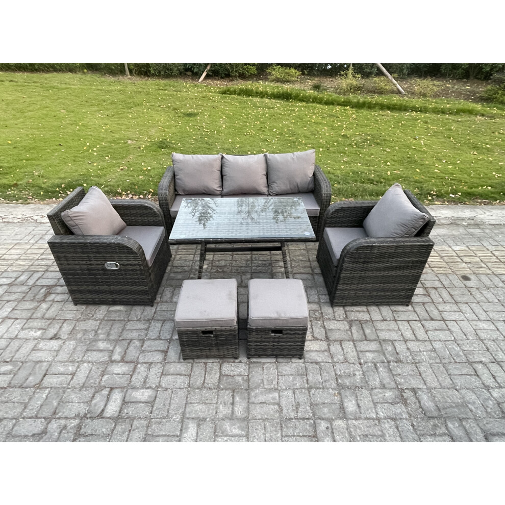 Fimous 7 Seater Rattan Wicker Garden Furniture Patio Conservatory Sofa Set With3 Seater Sofa 2 Small Footstool