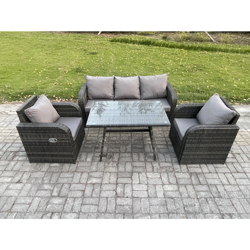 Fimous Rattan Wicker Garden Furniture Patio Conservatory Sofa Set With3 Seater Sofa