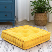 Floor Cushion Pouf, Square Floor Pillow Seating Chenille Meditation Cushion, Thick Tufted Pillows For Living Room Yoga Bedroom Sofa, Yellow,