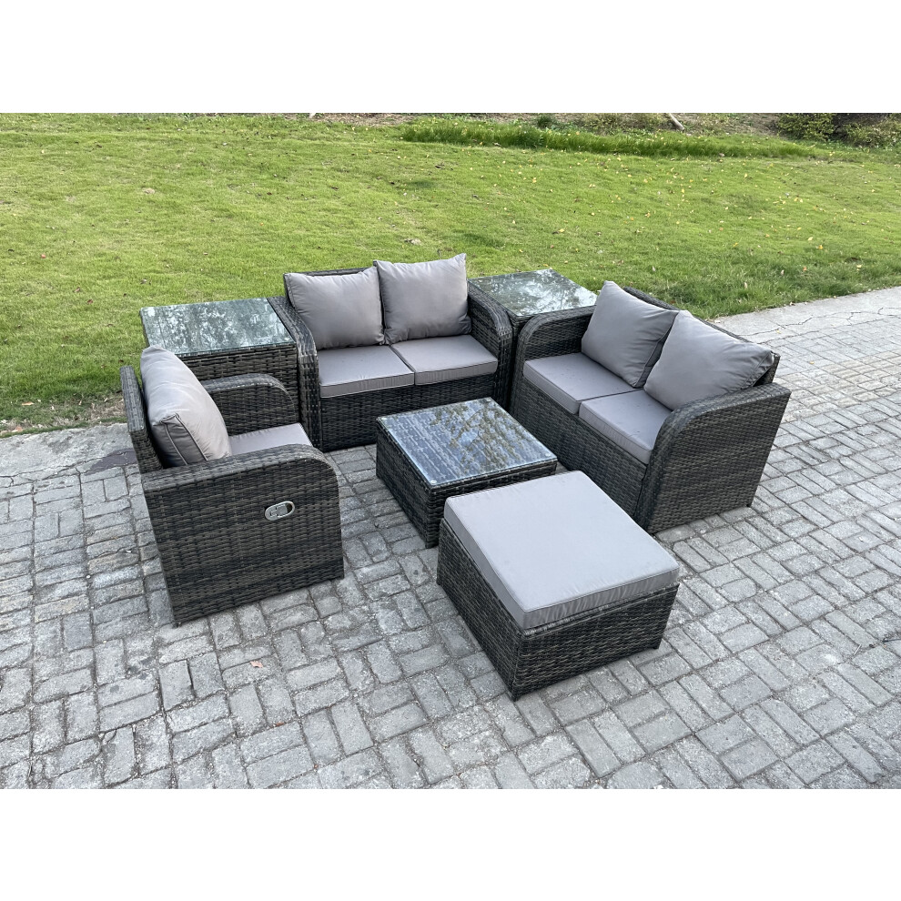 Fimous 7 Piece Garden Furniture Sets 6 Seater Outdoor Patio Furniture Set Weaving Wicker Rattan Sofa Chair And Table