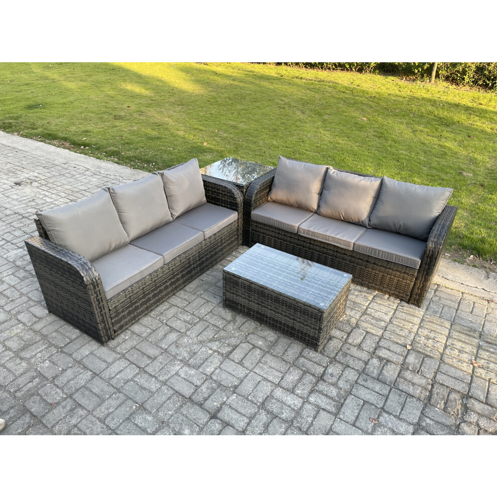 Fimous Outdoor Garden Furniture Sets 6 Seater Wicker Rattan Furniture Sofa Sets With 3 Seater Sofa Side Table