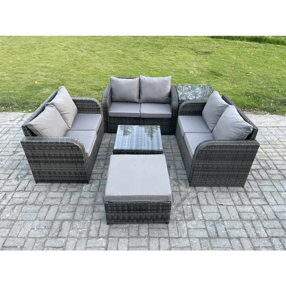 Fimous Outdoor Garden Furniture Sets 7 Seater Wicker Rattan Furniture Sofa Sets with Square Coffee Table Big Footstool Side Table-image-OPC-PDPDYYX-NEW