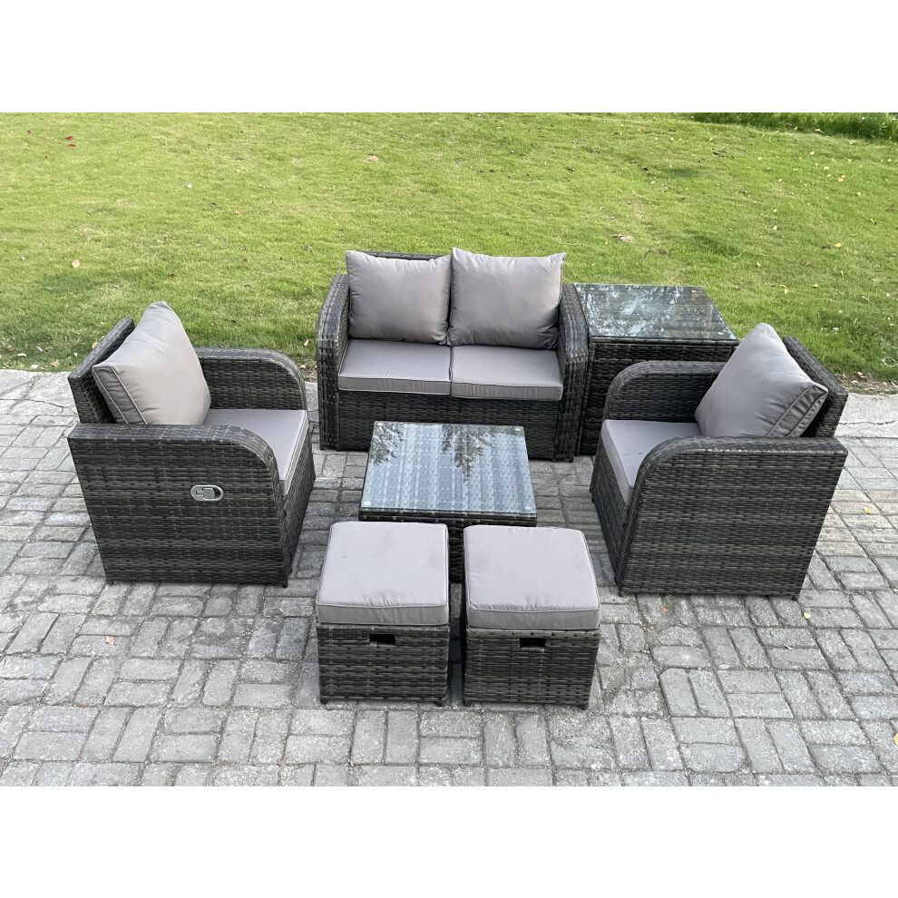 Wicker PE Rattan Garden Furniture Set Outdoor Lounge Sofa Set with Love Sofa Square Coffee Table Side Table