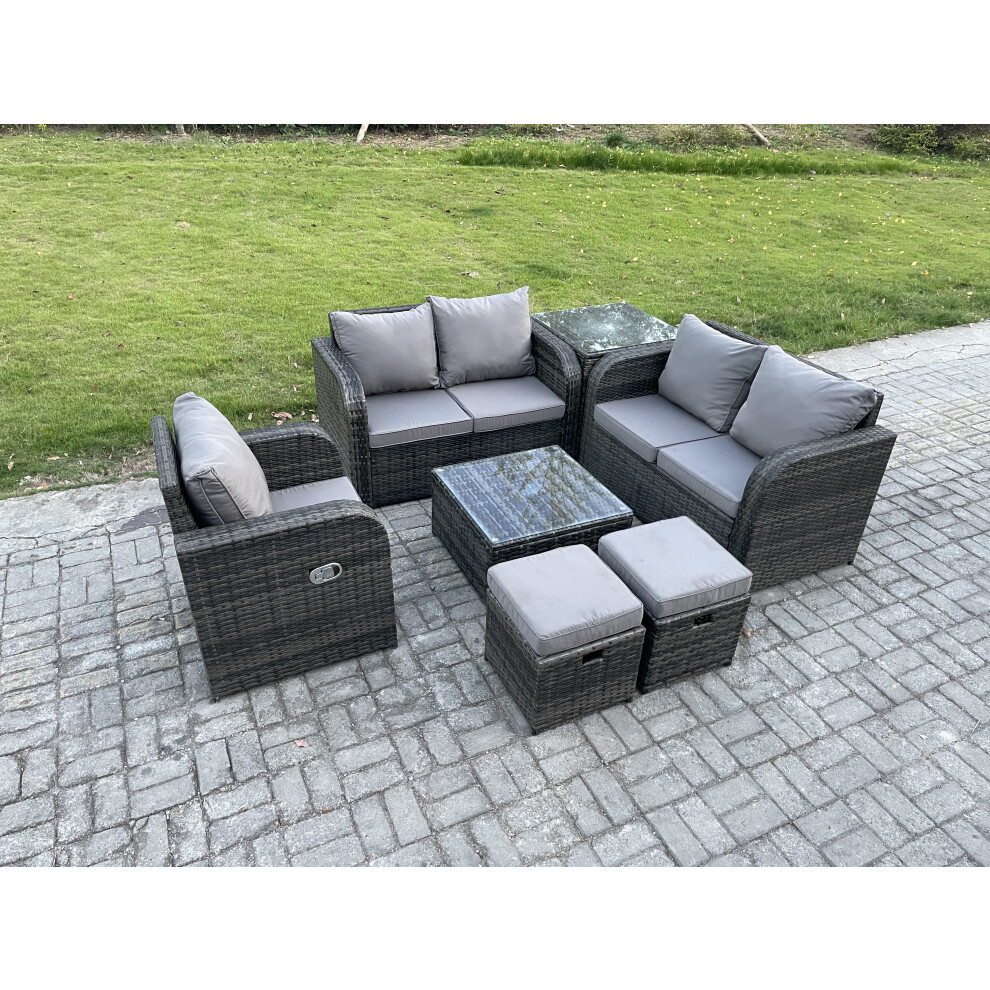 Fimous 7 Piece Garden Furniture Sets 7 Seater Outdoor Patio Furniture Set Weaving Wicker Rattan Sofa Chair and Table