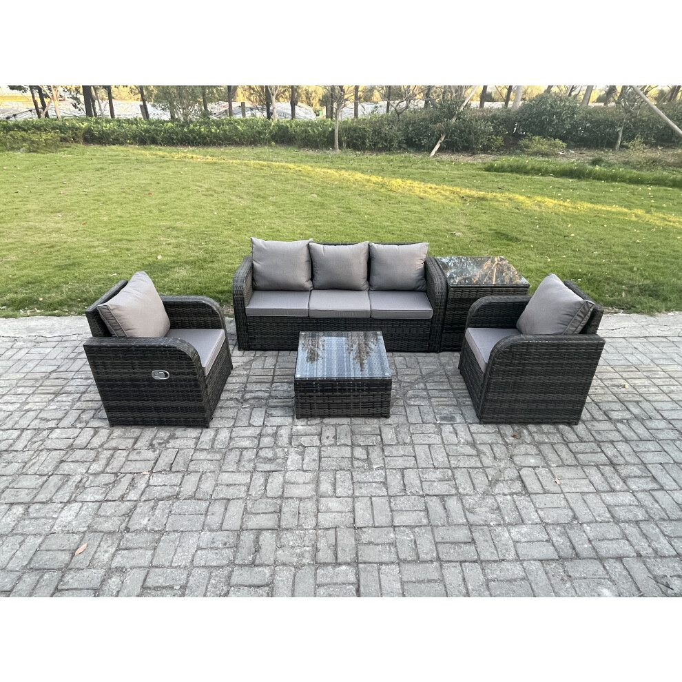 Fimous Garden Furniture Sets 5 Seater Wicker Rattan Furniture Patio Sofa Sets With Reclining Chair 3 Seater Sofa Side Table