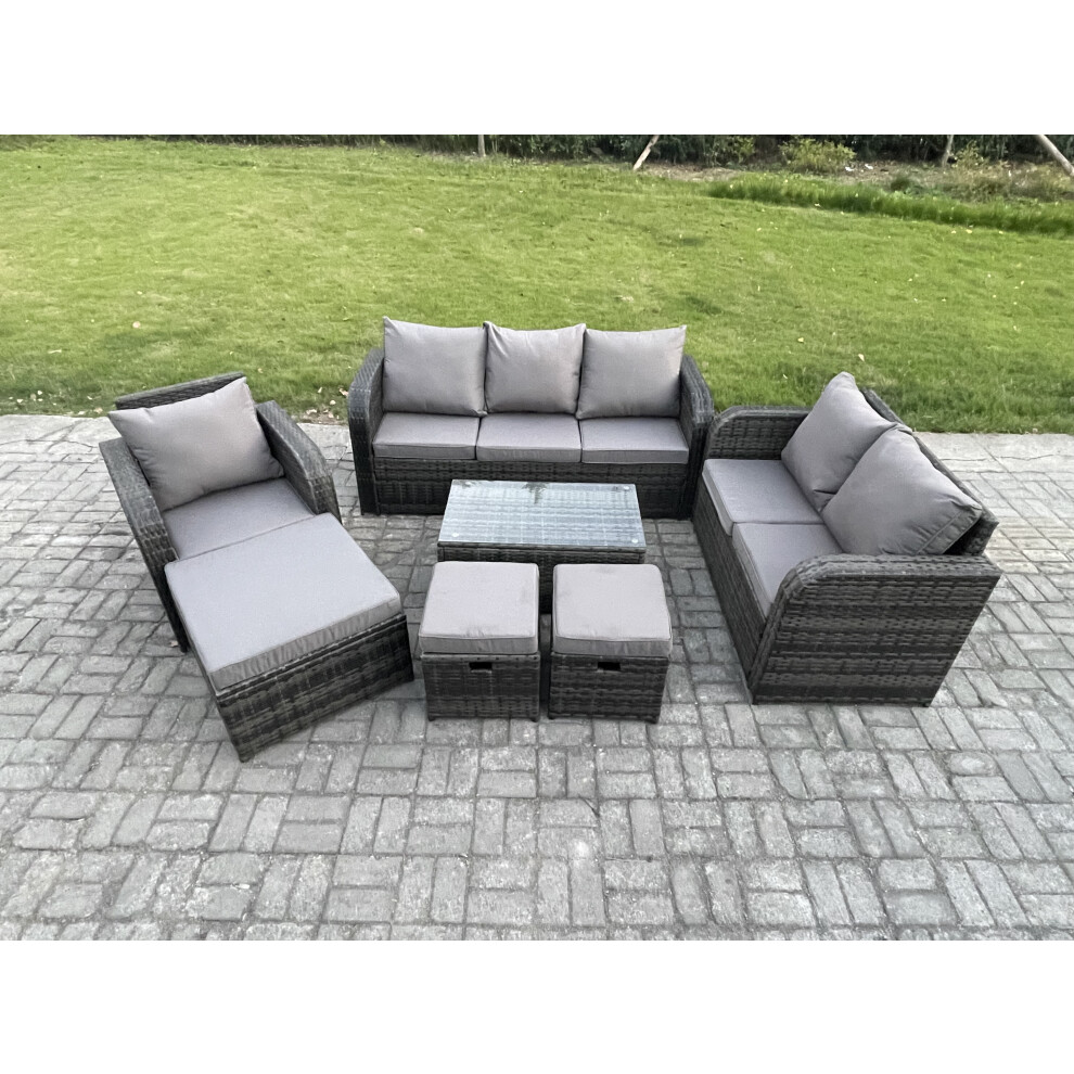 Fimous Outdoor Garden Furniture Sets 7 Pieces Wicker Rattan Furniture Sofa Sets With Loveseat Sofa 3 Footstools
