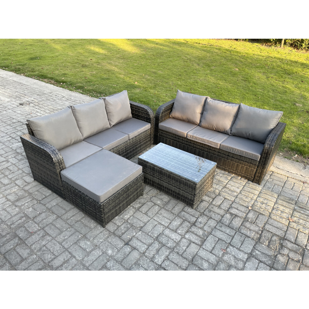 Fimous Outdoor Garden Furniture Sets 7 Seater Wicker Rattan Furniture Sofa Sets With 3 Seater Sofa