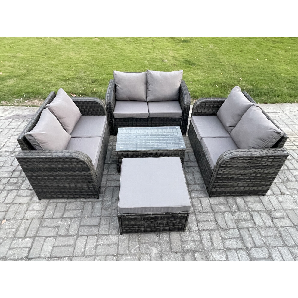 B&Q - Outdoor Garden Furniture Sets 7 Seater Wicker Rattan Furniture Sofa Sets With Coffee Table Love Sofa - Image 2