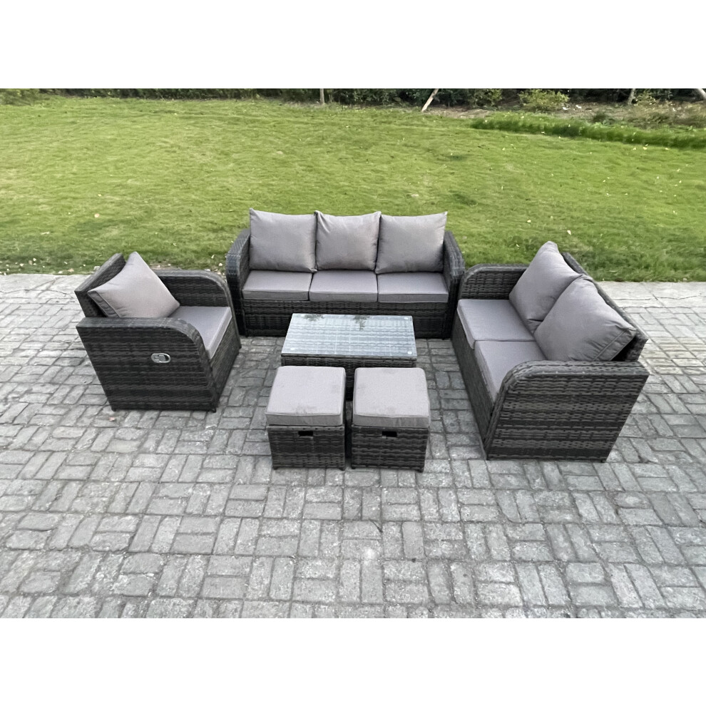 Fimous Outdoor Garden Furniture Sets 6 Pieces Wicker Rattan Furniture Sofa Sets With Loveseat Sofa 2 Small Footstools
