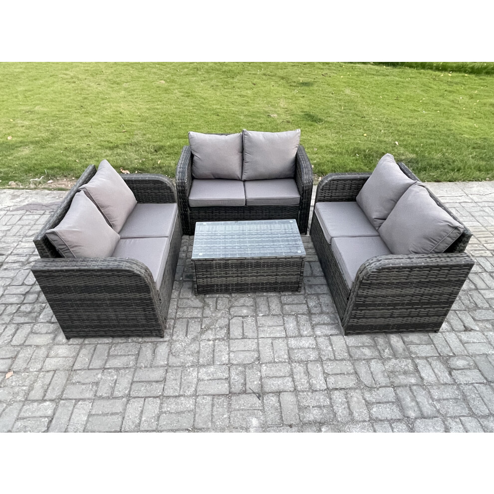 Fimous Outdoor Garden Furniture Sets 6 Seater Wicker Rattan Furniture Sofa Sets With Dark Grey Mixed