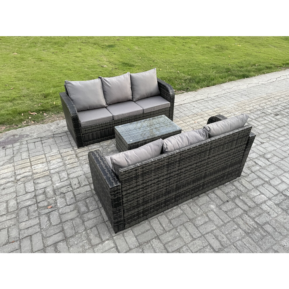 Fimous Outdoor Garden Furniture Sets 6 Seater Wicker Rattan Furniture Sofa Sets With 3 Seater Sofa