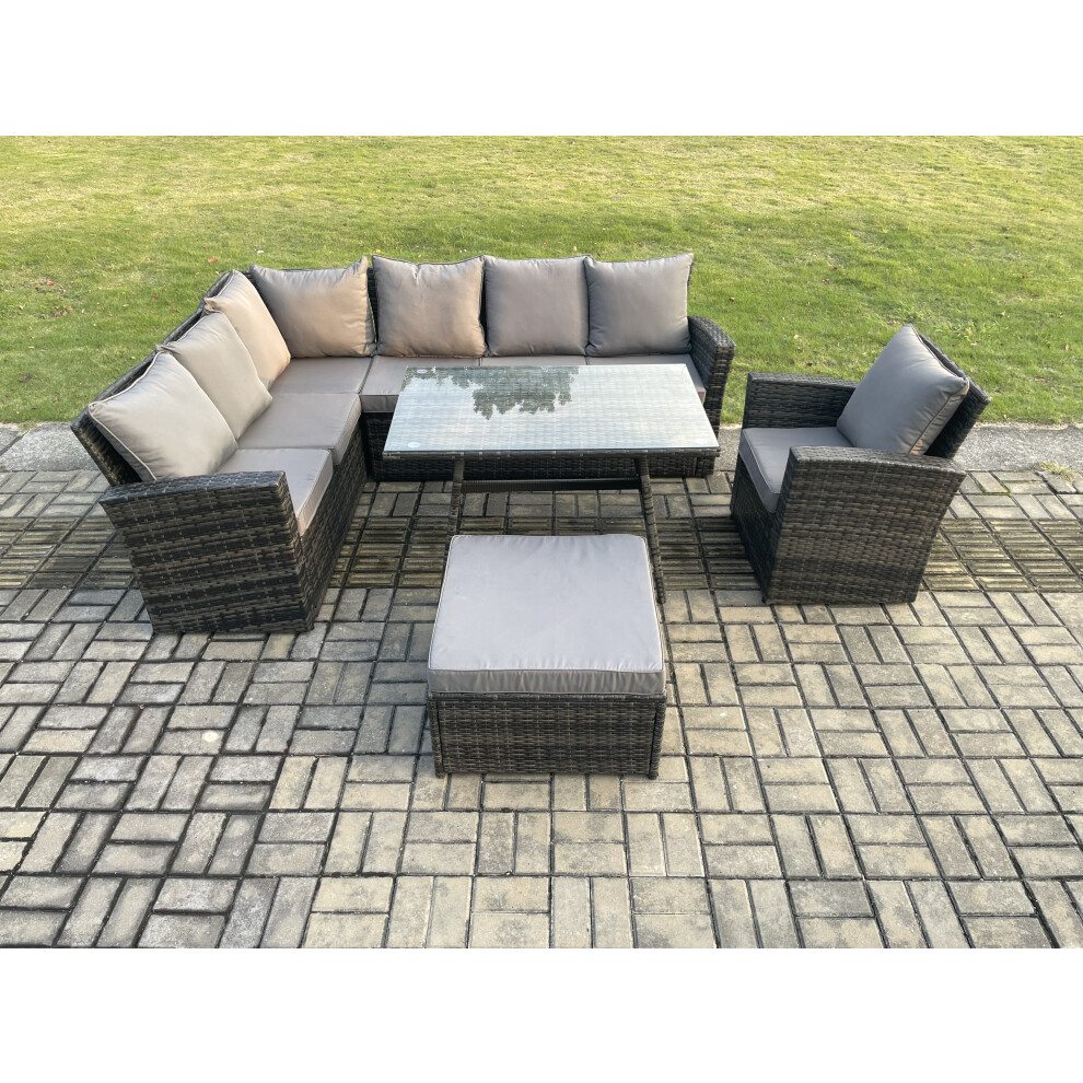 B&Q - Outdoor Furniture Garden Dining Set Rattan Corner Sofa Set With Rectangular Dining Table Armchair - Image 2