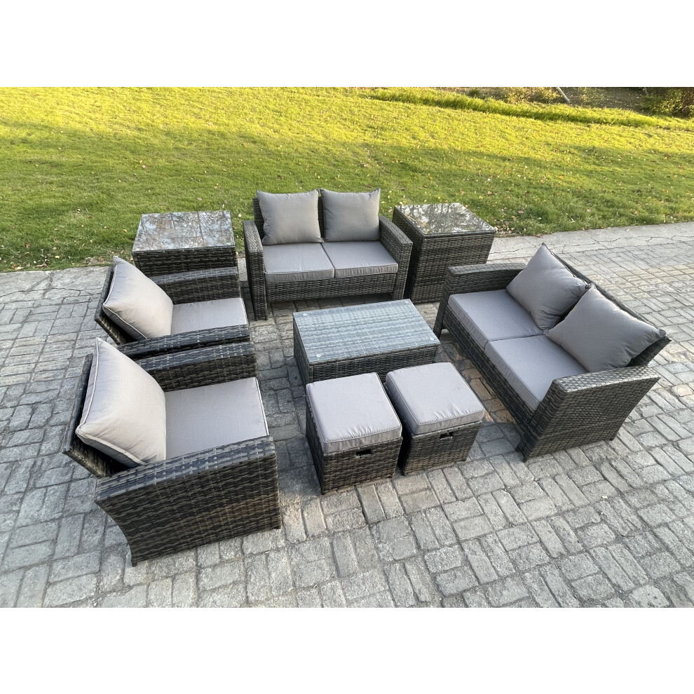 B&Q - Garden Furniture Sets 9 Piece Outdoor Rattan Furniture Manual Wicker Patio Sofa Chair Set With Coffee Table - Image 2