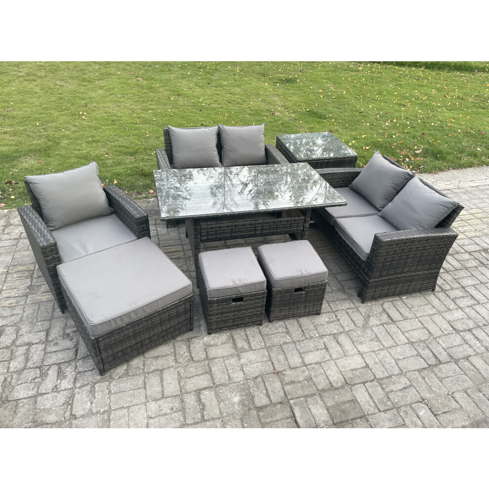 B&Q - 8 Seater Outdoor Garden Dining Set Wicker Pe Rattan Furniture Sofa With Dining Table Double Seat Sofa Side Table - Image 2
