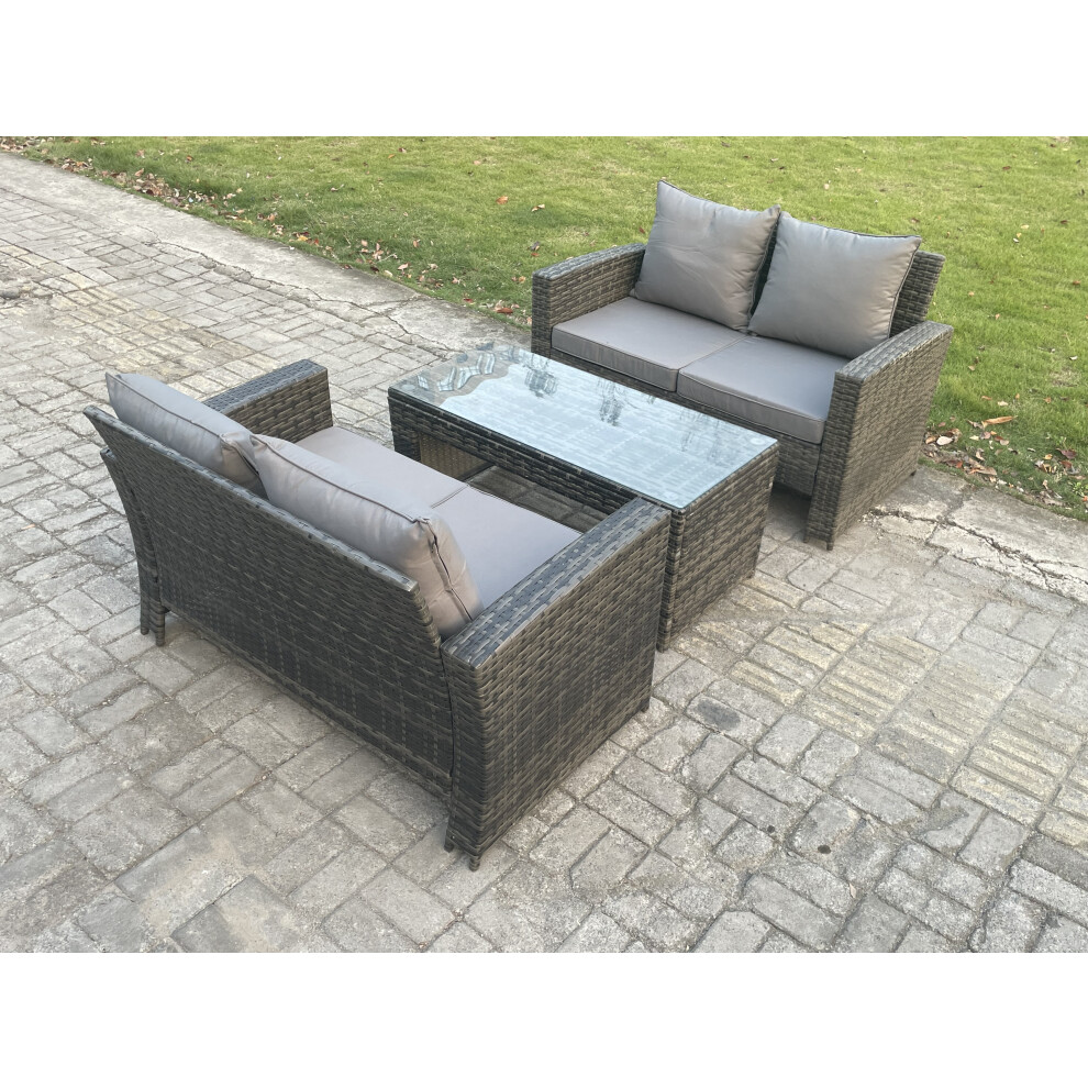 Fimous 3 Pieces Garden Furniture Sets Poly Rattan Outdoor Patio Furniture Pe Wicker Furniture Set With Loveseat And Table For Garden Backyard