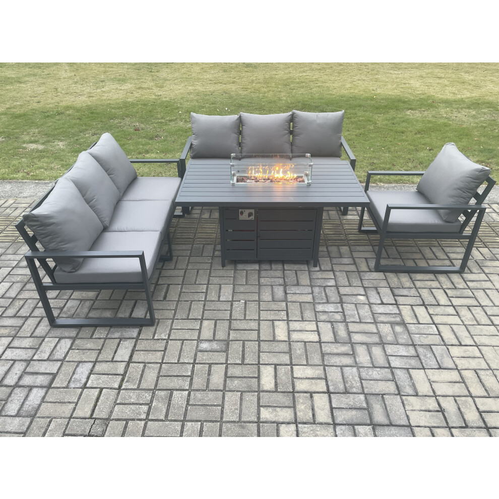 Fimous Unisex Dark Grey Aluminium Outdoor Lounge Sofa Garden Furniture Sets Gas Fire Pit Dining Table Set 5Kg - Image 3