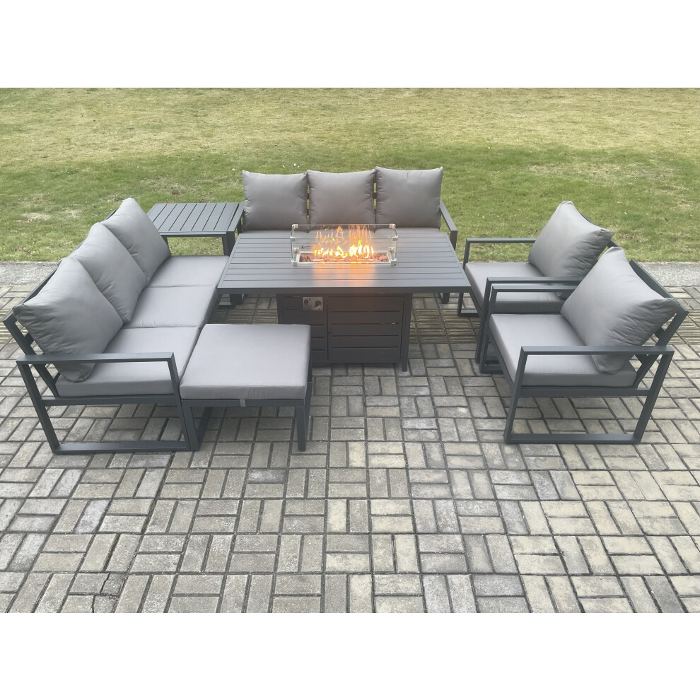 Fimous Aluminium Garden Furniture Set Patio Lounge Sofa Gas Fire Pit Dining Table Set Stool Side Table - Image 3