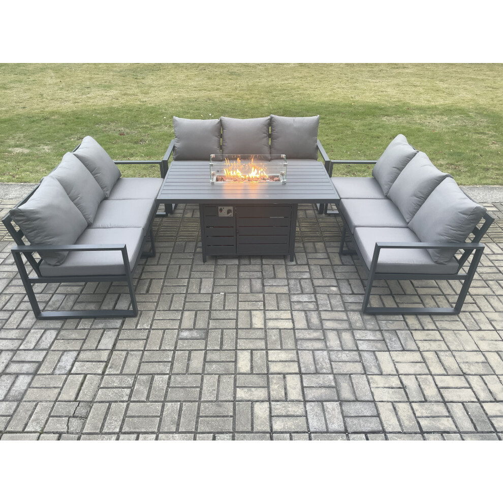 Fimous Aluminium 9 Seater Garden Furniture Outdoor Set Patio Lounge Sofa Gas Fire Pit Dining Table Set - Image 3