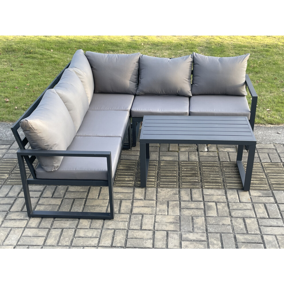 B&Q - Aluminium Outdoor Garden Furniture Set Lounge Sofa Coffee Table Sets Indoor Conservatory Set Dark Grey - Image 2