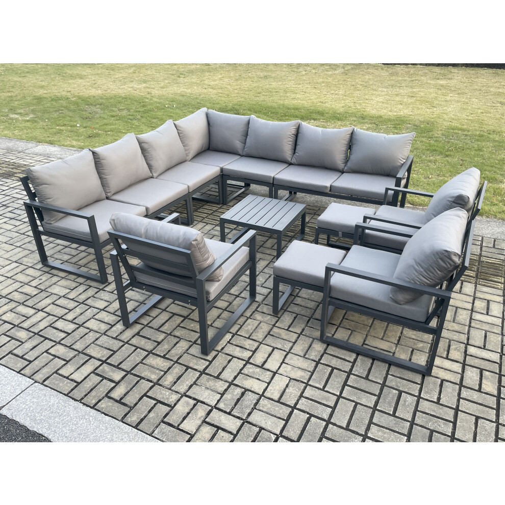 Fimous Aluminium Outdoor Corner Sofa Set With Coffee Table And Stools - Image 3