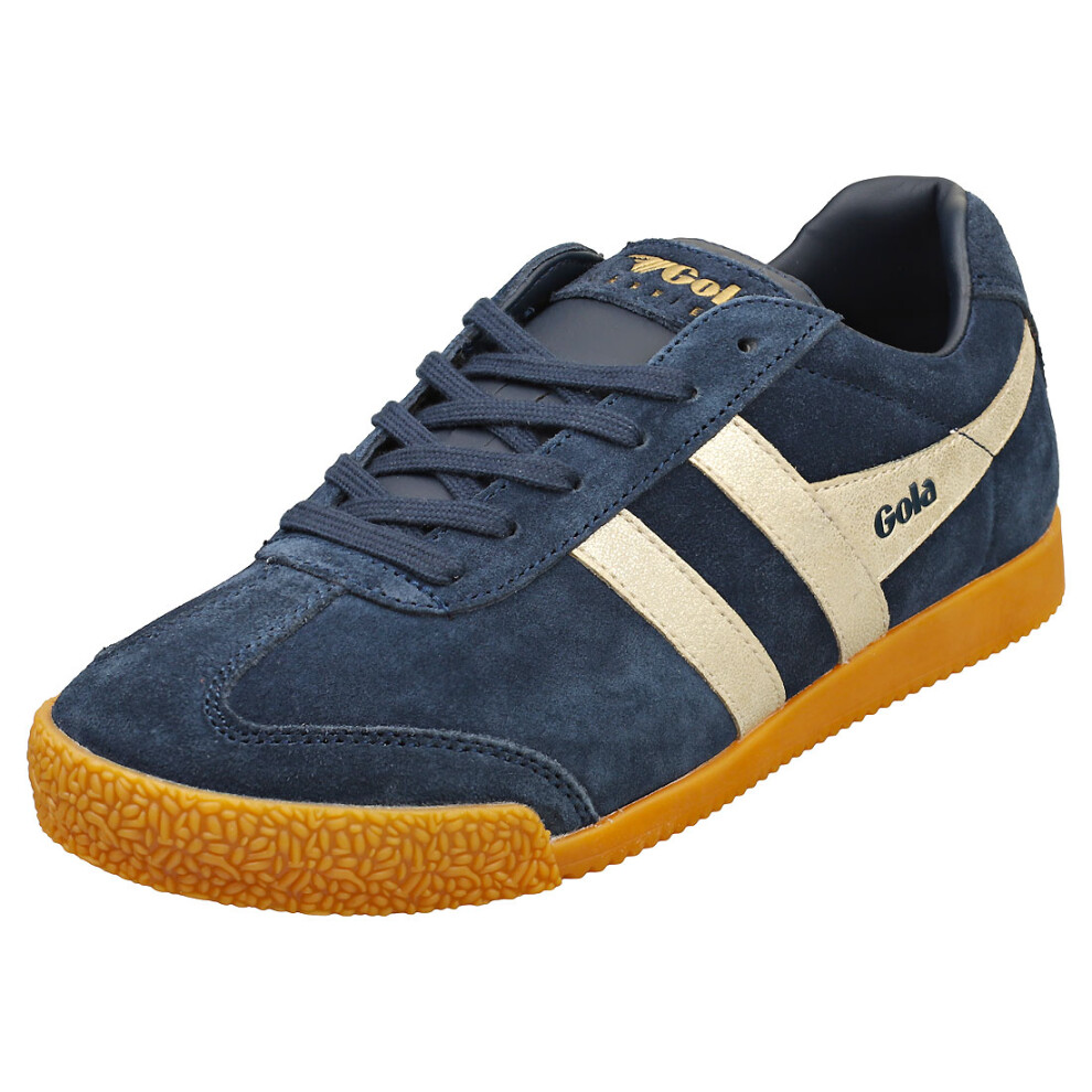 Gola Harrier Mirror Womens Classic Trainers in Navy Gold - 8 UK