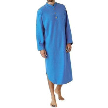 (blue, XL) Cotton Muslim Sleepwear: Soft One-piece Nightshirt For Men, Long Plain Pajama Gown Hk