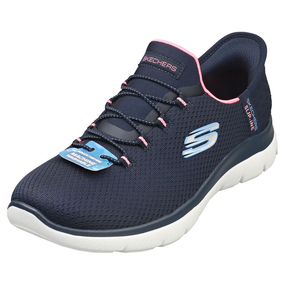 Skechers (4) Slip-Ins Summits Vegan Womens Fashion Trainers In Navy Pink