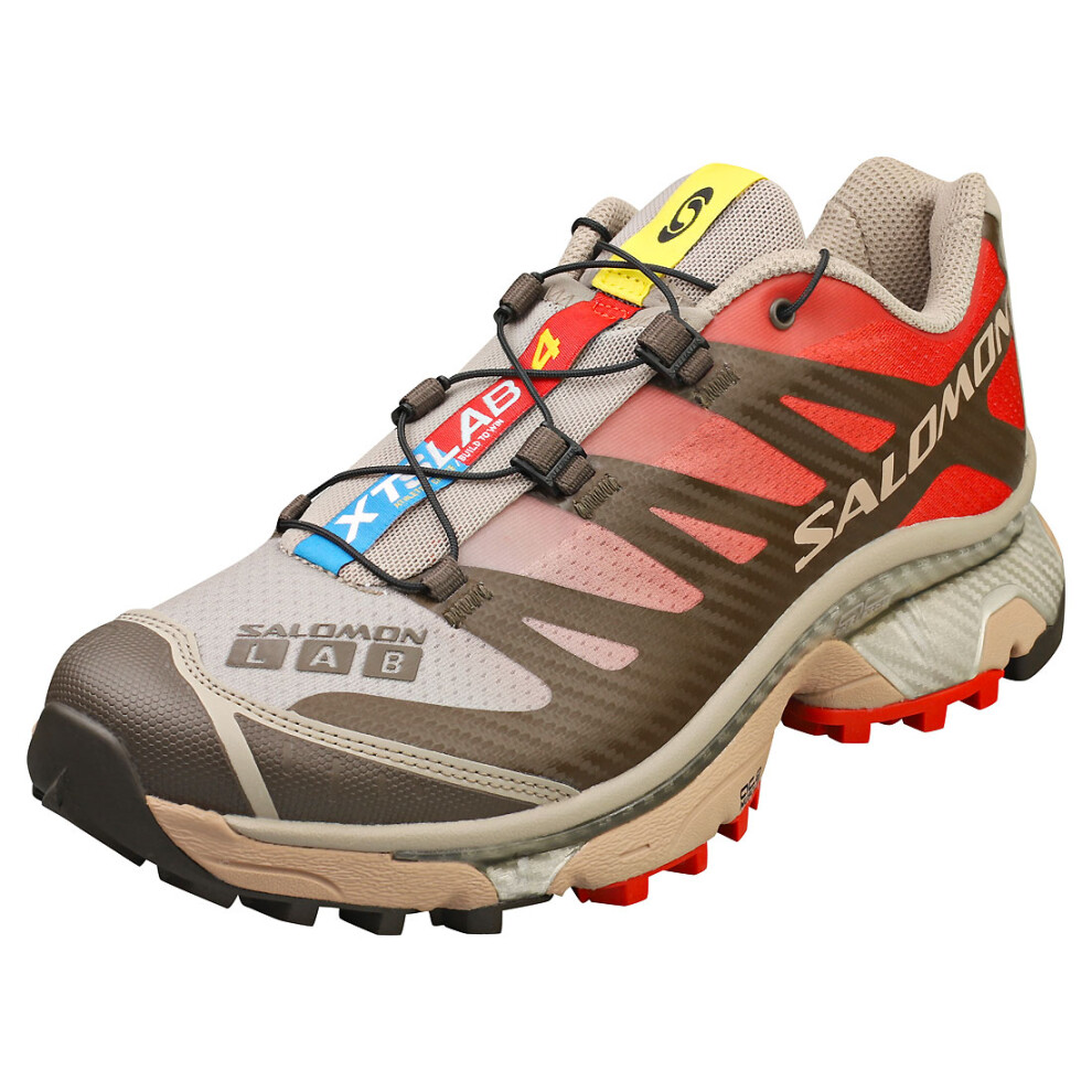 (9.5) Salomon Xt-4 Og Mens Fashion Trainers in Grey Khaki Red