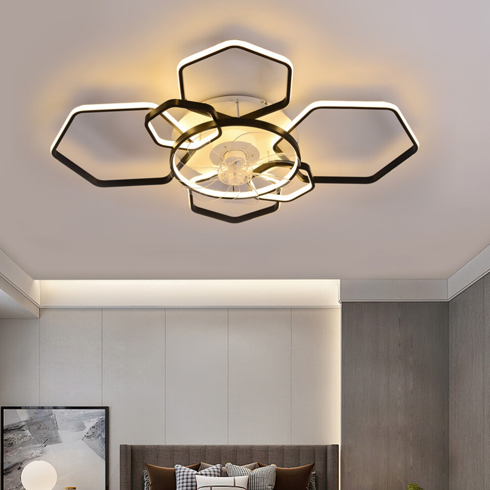 (Black) Geometrical Ceiling Mount LED Fan Light