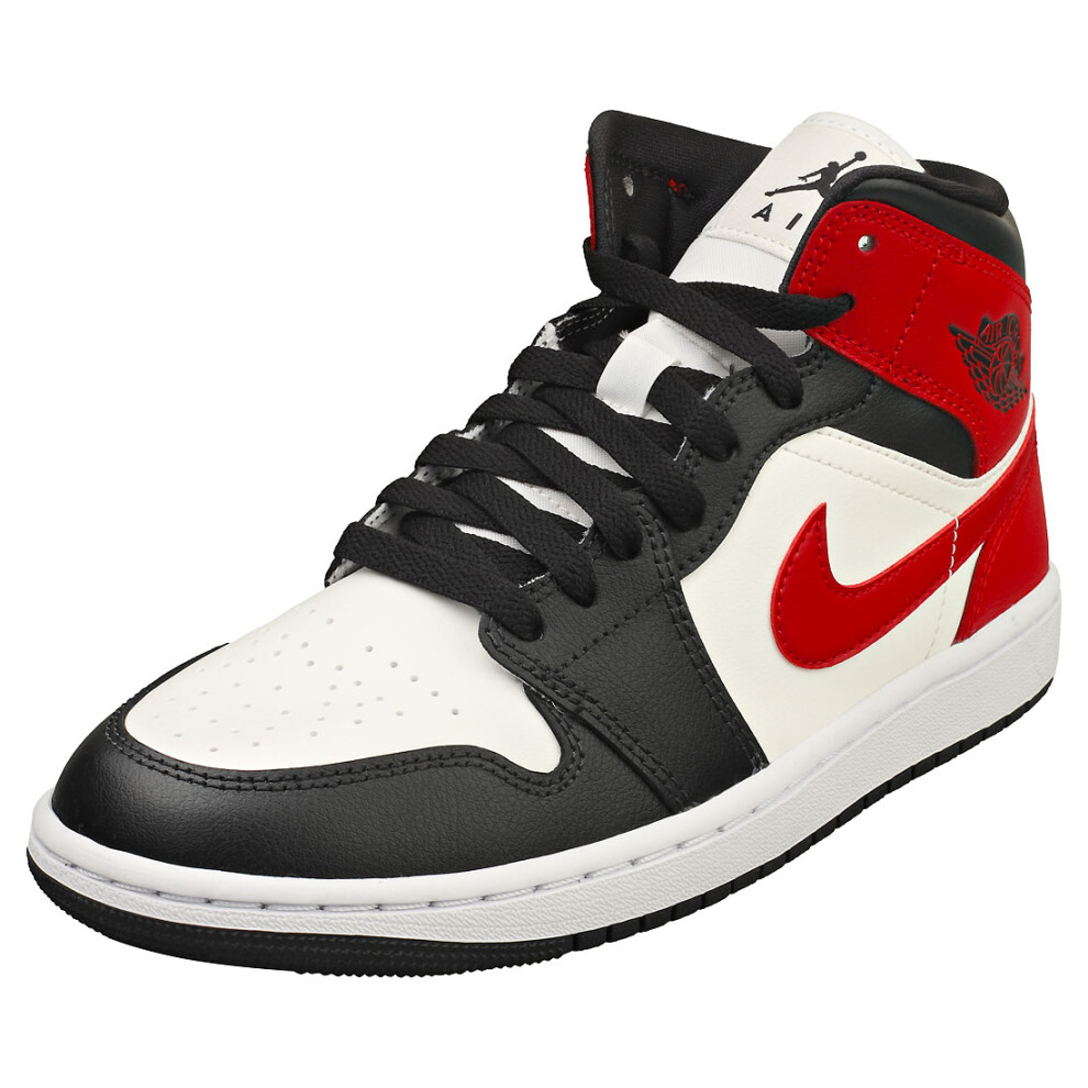 (7.5) Nike Air Jordan 1 Mid Womens Fashion Trainers in Black White Red